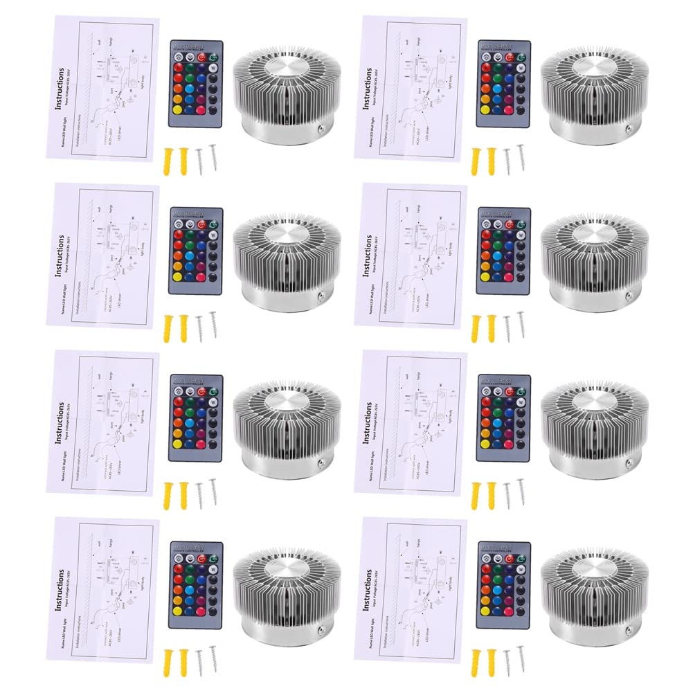 Hndhbfgrt 8X 3W Colorful RGB Sunflower Wall Lamp Modern LED Lighting for Indoor Decoration Corridor Aisle Restaurant