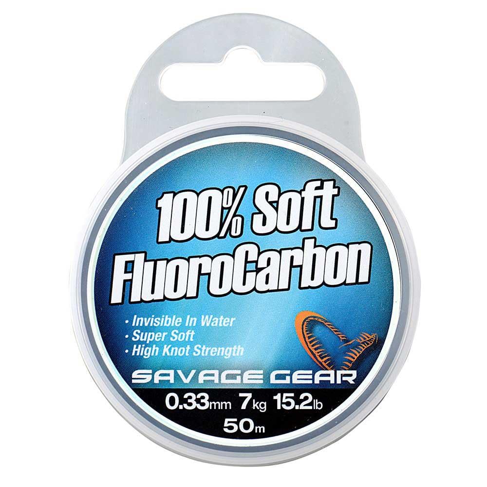 Savage Gear Soft Fluorocarbon Schnur 0,49mm 35m 15,2kg Angelschnur monofil, Fluoro Carbon Schnur, Vorfachschnur, Leader für Vorfächer