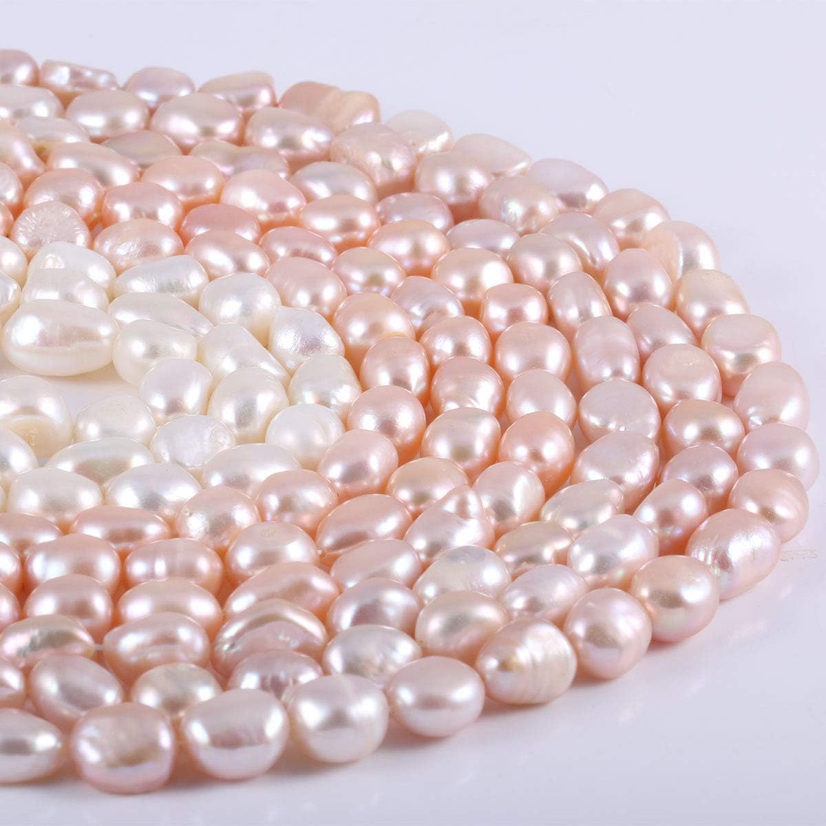 Natural Pearl Freshwater Cultured Pearl Beads for Jewelry Making Punch Loose Beads DIY for Jewelry Making DIY Women Necklace Bracelet 7-8 mm Color Pink 14 inches - Image 6
