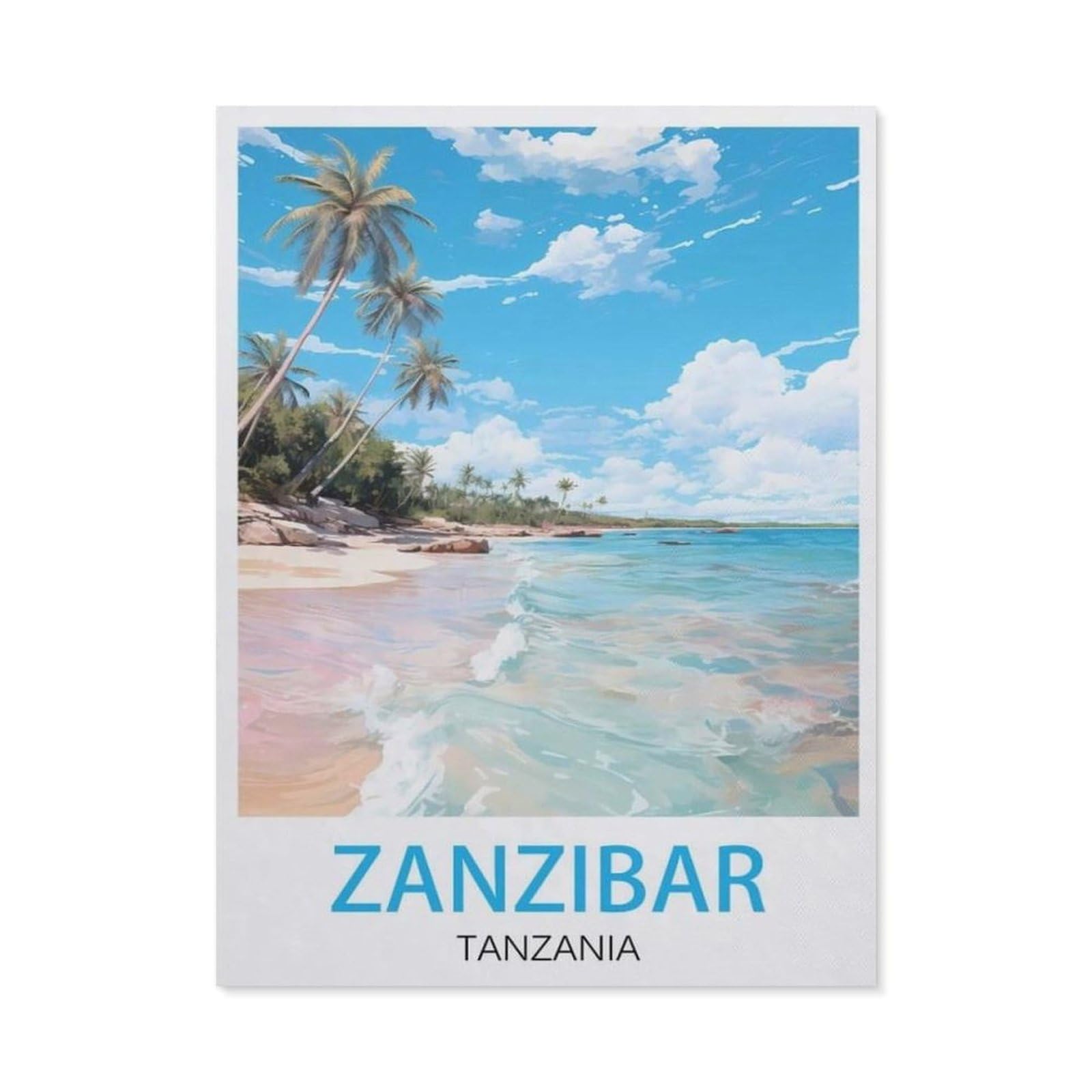Paint by Numbers for Adults Kids Beginner，Zanzibar Tanzania，DIY Acrylic Painting by Numbers Kits with Brushes Acrylic Pigment Home Decoration Brithday Gifts(30x40cm-BA15 — image 1