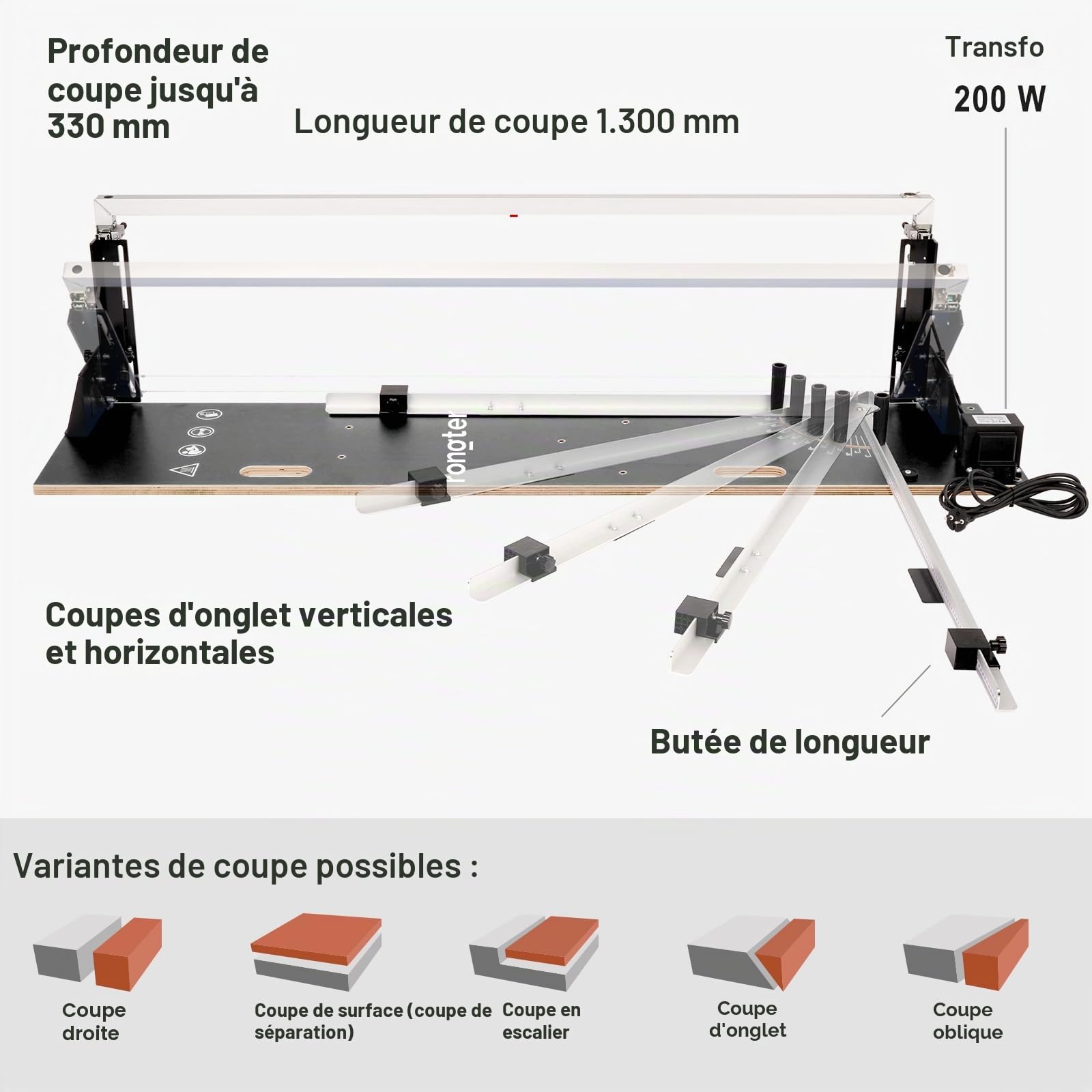 Scie à polystyrène, découpeuse d’isolation de 200 W haute précision, équipée d’un système de découpe haute précision, dispositif de découpe en polystyrène, pour la découpe verticale et