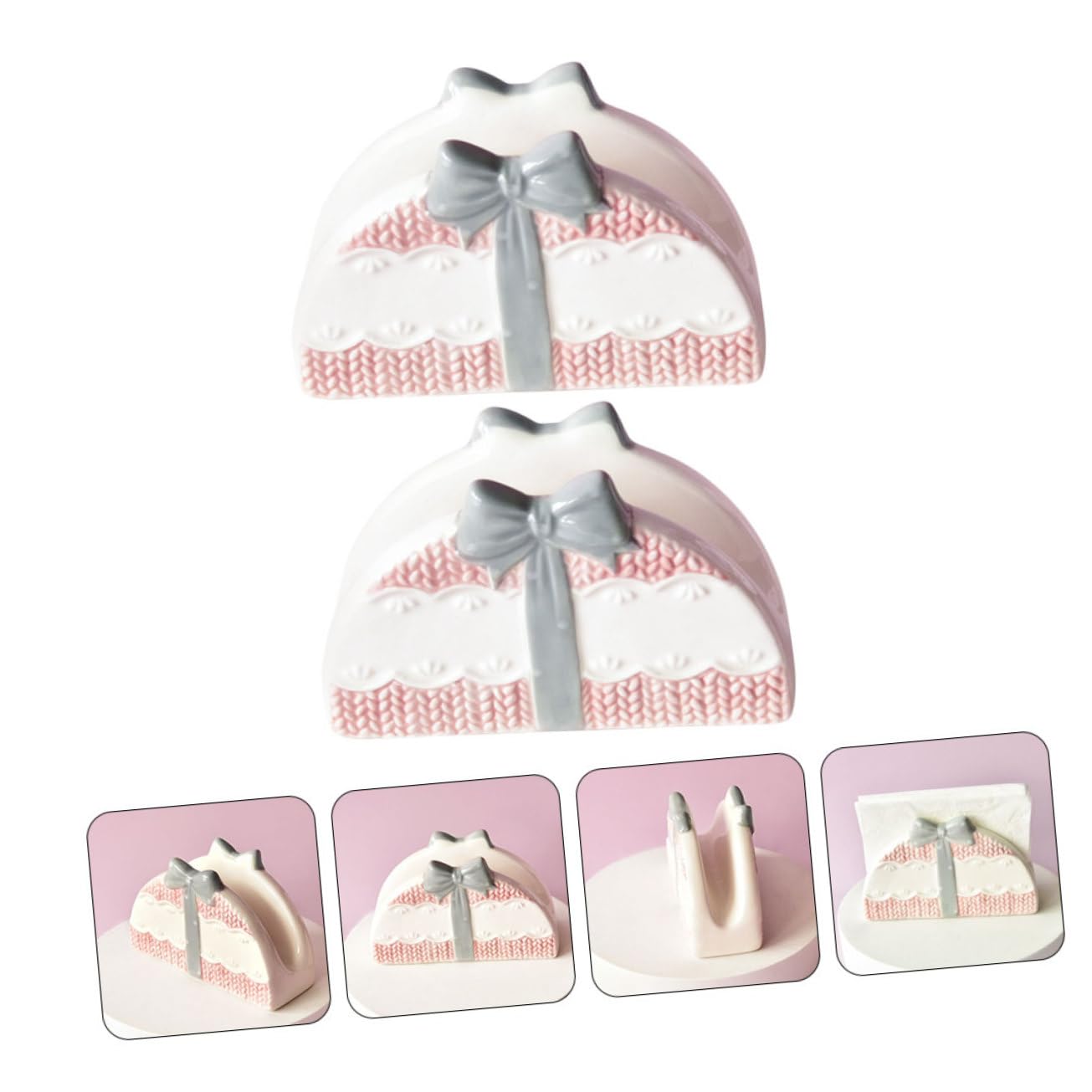Cabilock 4piezas Soporte De Servilletas Cerámico Vertical Dispensador De Pañuelos Decorativo Para Cocina Bar Diseño Relieve Para Organizar y Fácilmente
