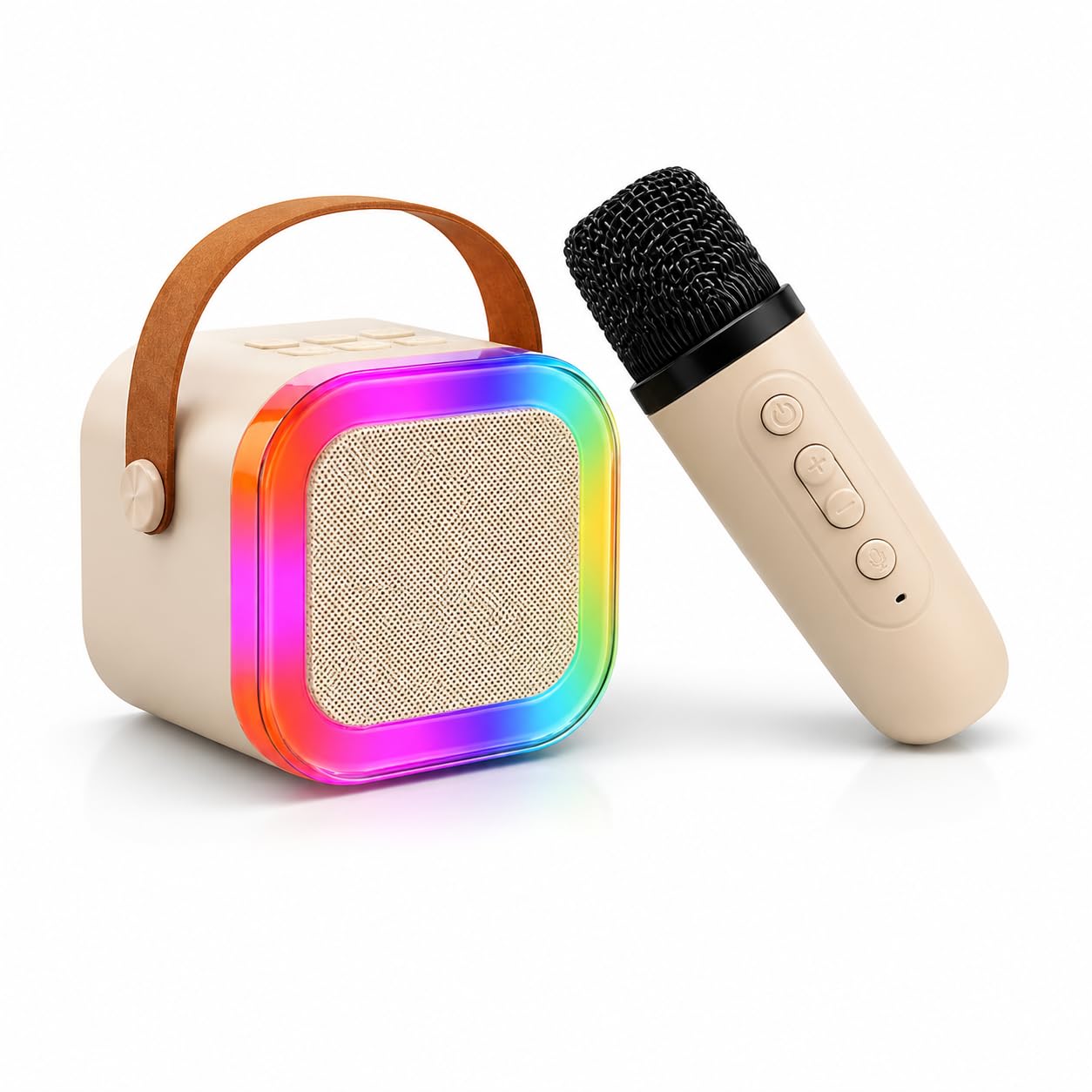 Rechargeable Karaoke Mic with Speaker for Singing | Wireless Mini Portable Bluetooth Speaker with Microphone & LED Lights | Birthday Gift for Kids Toys for Boys, Girls (Multicolor)-image-10