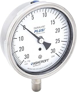 Compound Gauge,30 Hg to 30 psi,3-1/2In