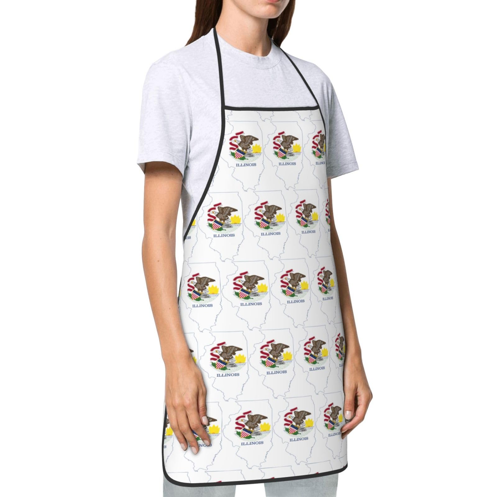 Tablier de cuisine unisexe avec emblème national de l'Illinois, doux et confortable pour homme et femme