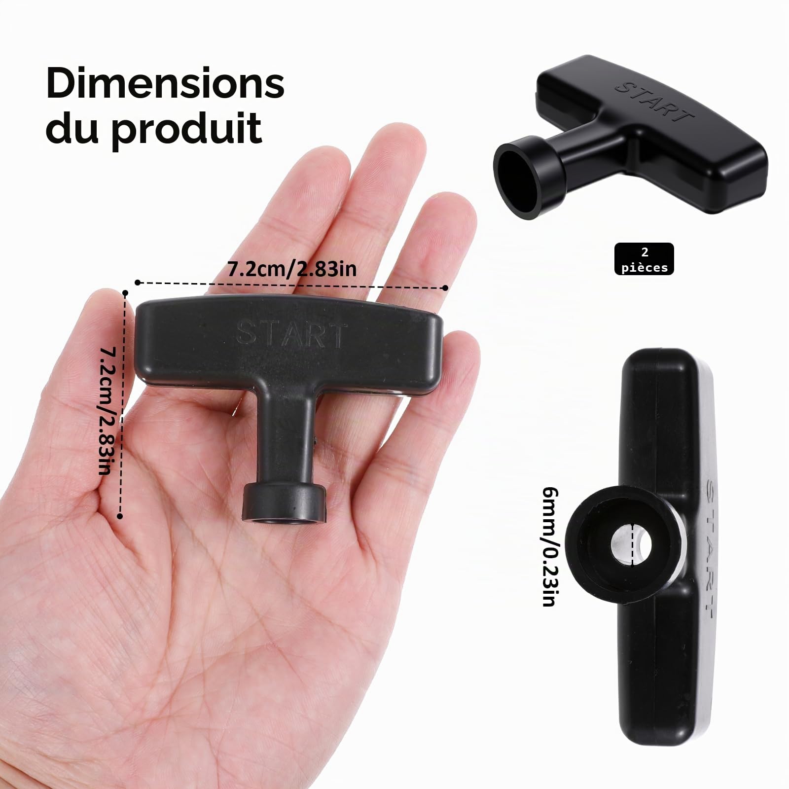 Lot de 2 poignées de démarrage à câble - Poignée de démarrage à câble - Noir - Poignée de rechange pour tondeuse à gazon - Accessoire pour tondeuse à gazon, tronçonneuse, tronçonneuse