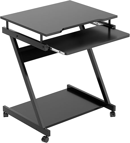 Miniatura 7 de SogesGame Carrito de escritorio portátil compacto para computadora para espacios pequeños, estación de trabajo de trabajo, carrito de computadora