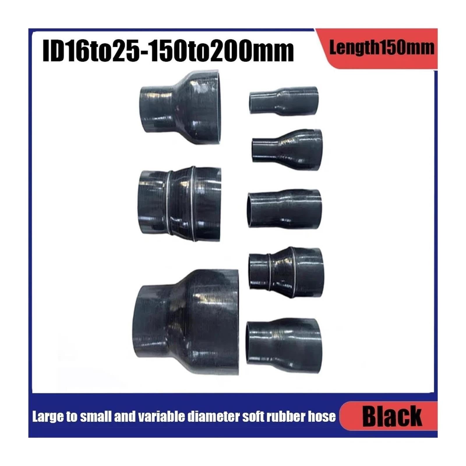 Black Variable‑Diameter Silicone Hose Intercooler Adapter Pipe