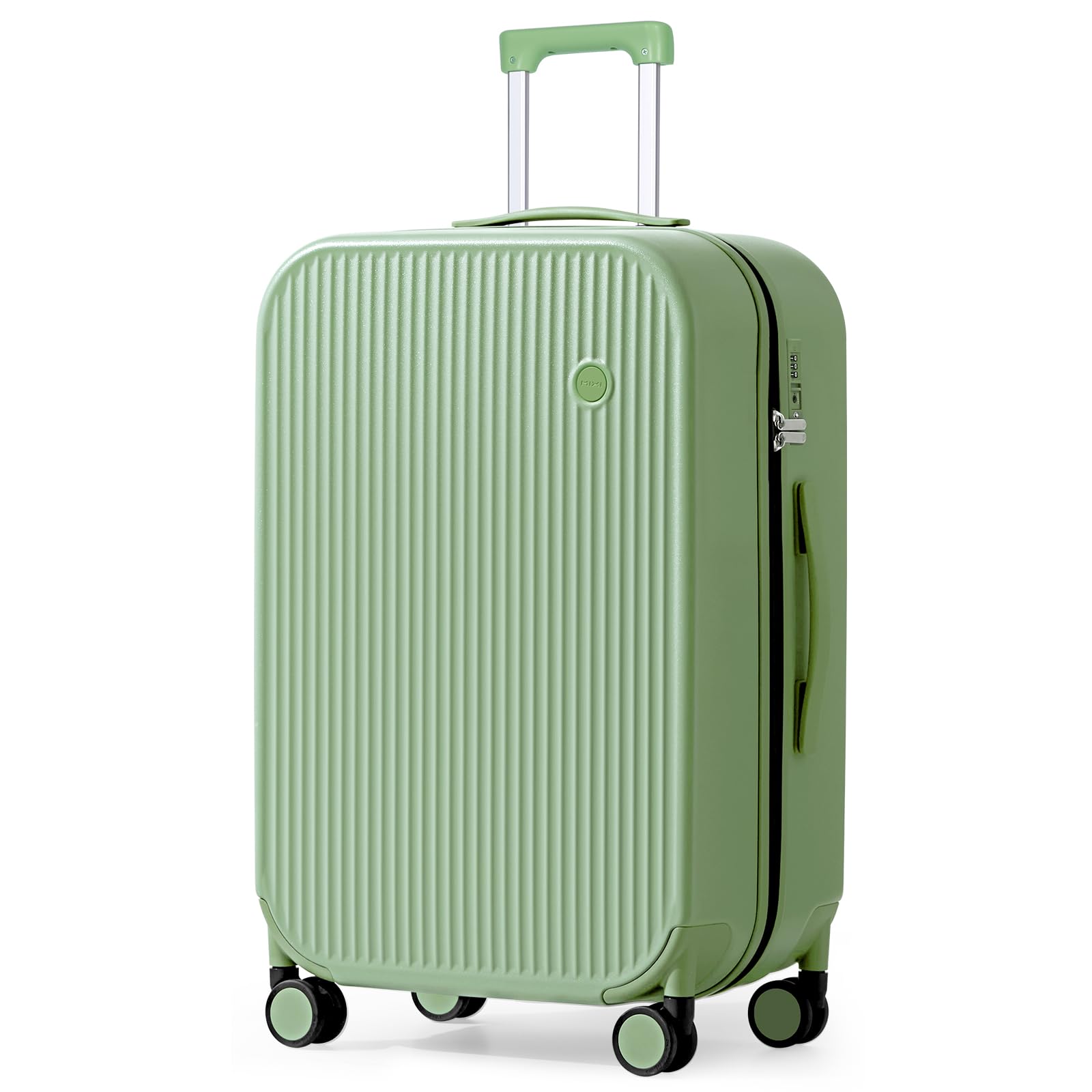 mixi 24 Inch Checked Luggage PC Hardshell Suitcases with Wheels for Travel Woman Men, Avocado Green