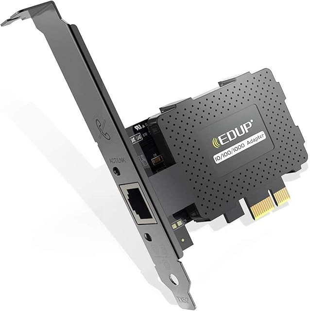 EDUP Gigabit PCI Express Network Adapter, PCI Express Ethernet RJ45 Port 10/100/1000 Mbps, IEEE 802.3x Flow Control, compatible with Win 11/10, 8/8.1, 2000, XP, Vista, 7