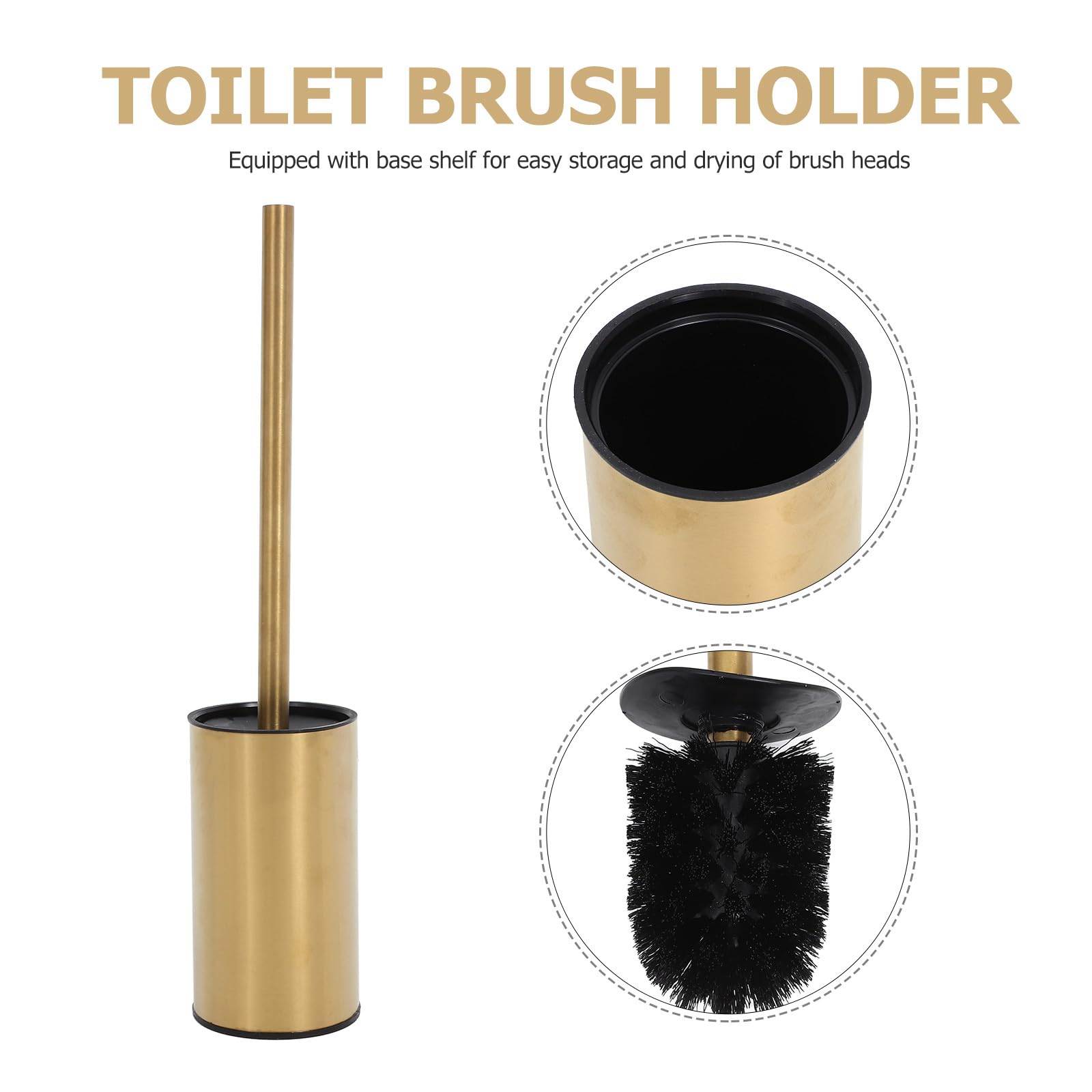 iplusmile Escobillero Baño con Juego de Escobilla y Soporte para Inodoro Dorado de Acero Inoxidable, Diseño Montable en Pared para Limpieza Efectiva en Baño