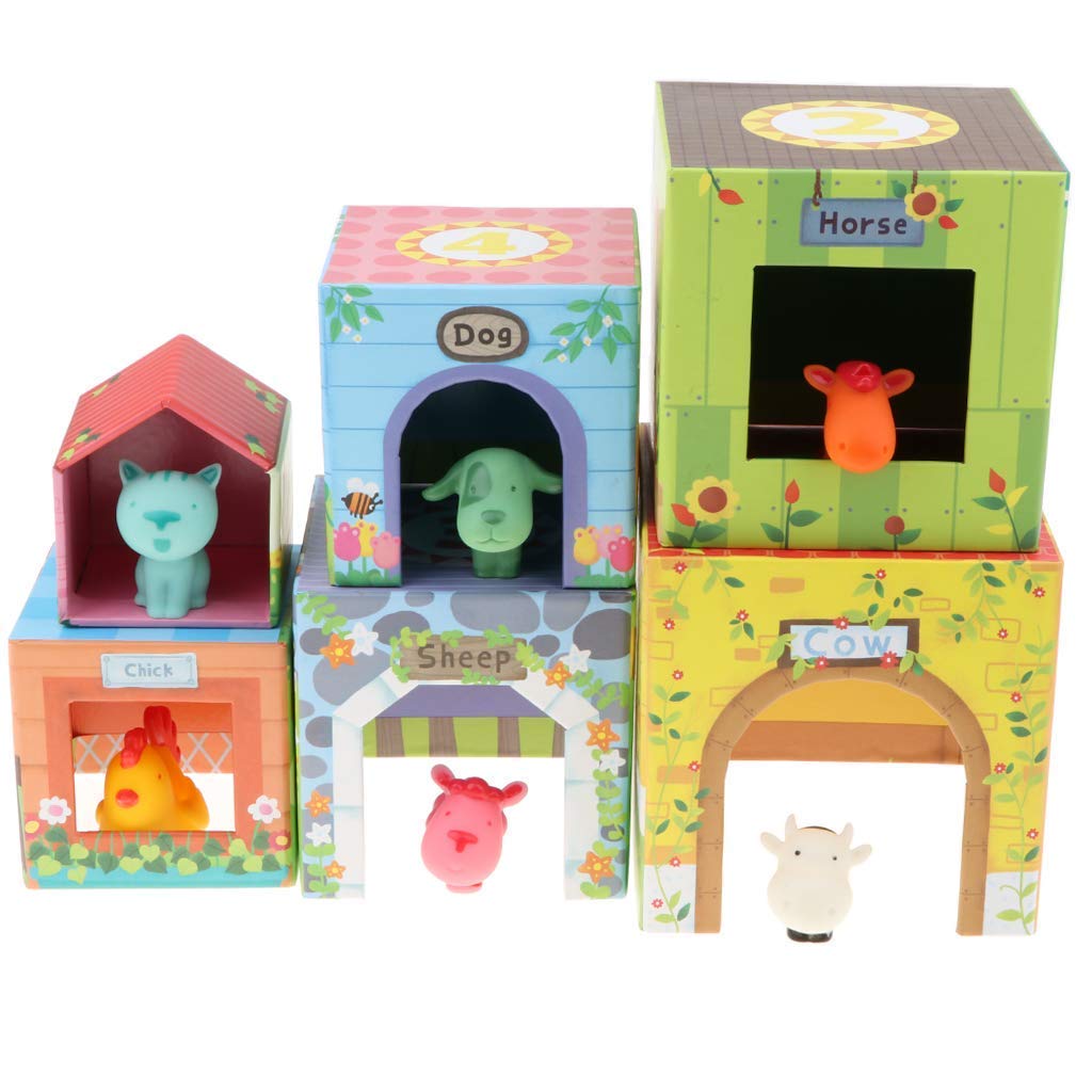 Lote de 12 bloques de madera de colores para niños, apilables