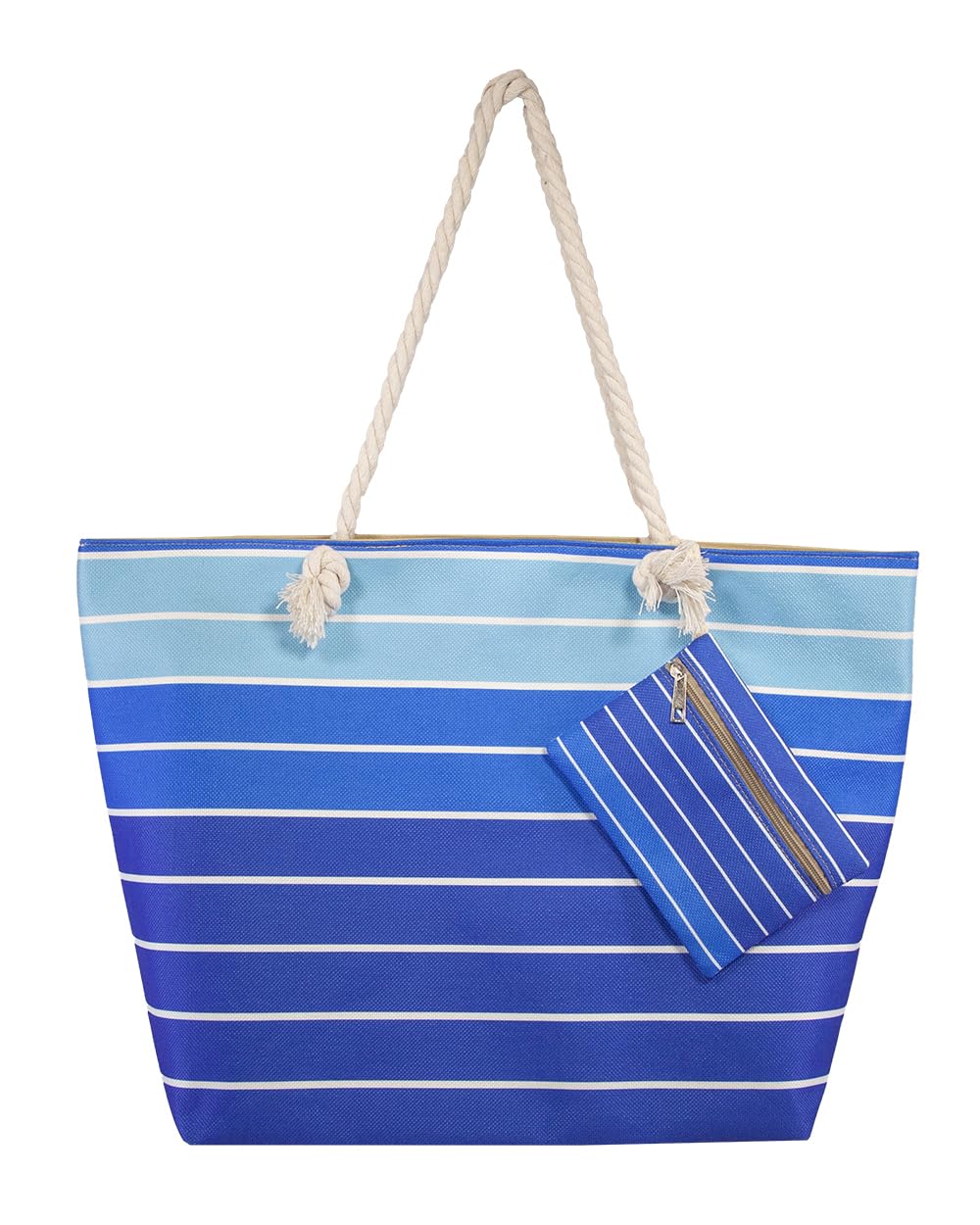 SUN & SURF Bolsa Playa Impermeable Grande Mujer con Cremallera 60x40x20cm. Capazo Playa Verano. Bolso de Playa. Asas Cuerda de Hombro. Bolsillos Interiores Cremallera