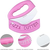 Vista 2 de Cortador de pizza premium con rueda y picador de alimentos - Cuchillo de pizza multifunción con cuchilla superafilada de acero inoxidable, rebanador