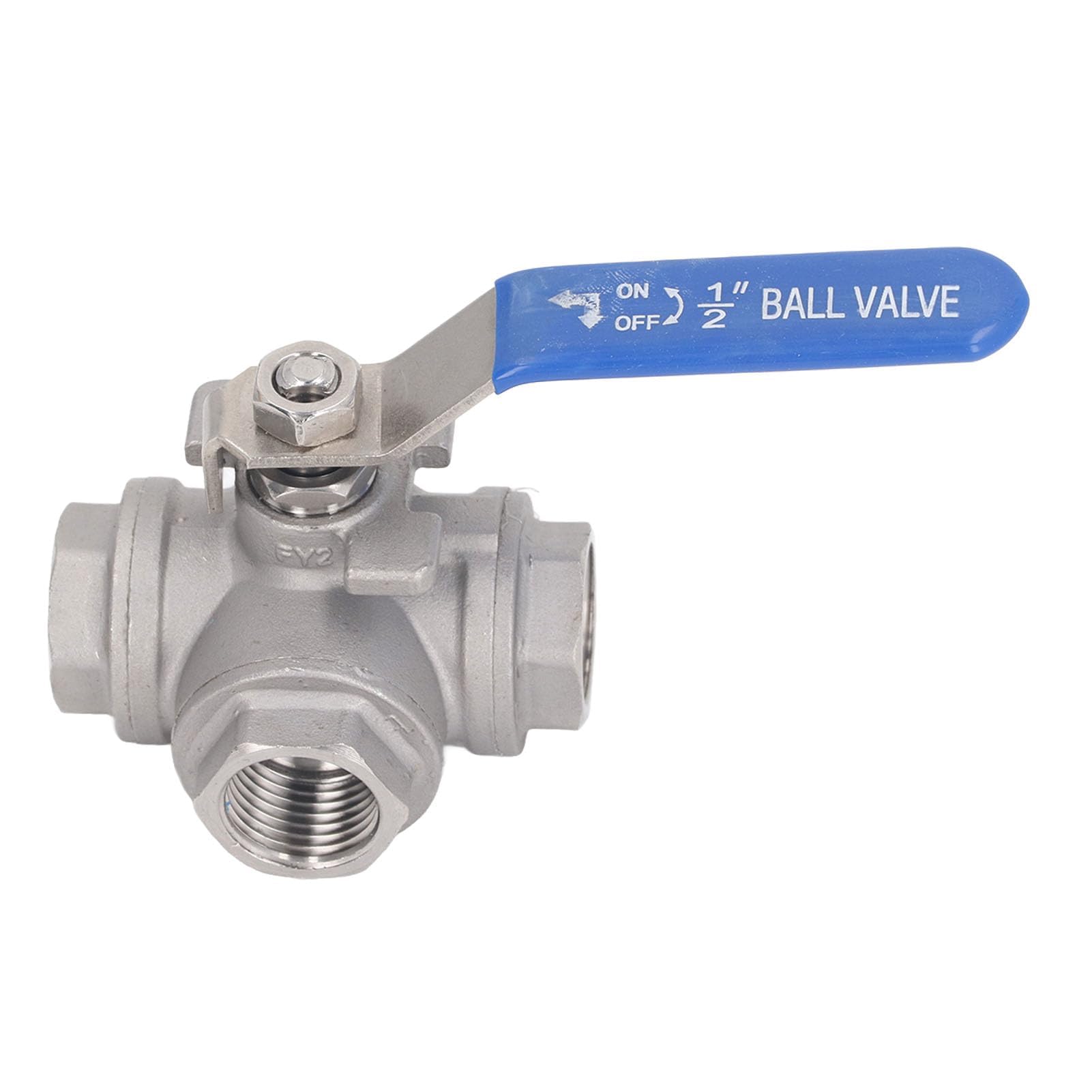 Valvola a sfera a 3 vie tipo L azionamento manuale 1/2" DN15 in acciaio inox filettatura femmina valvola a sfera per acqua, olio, gas