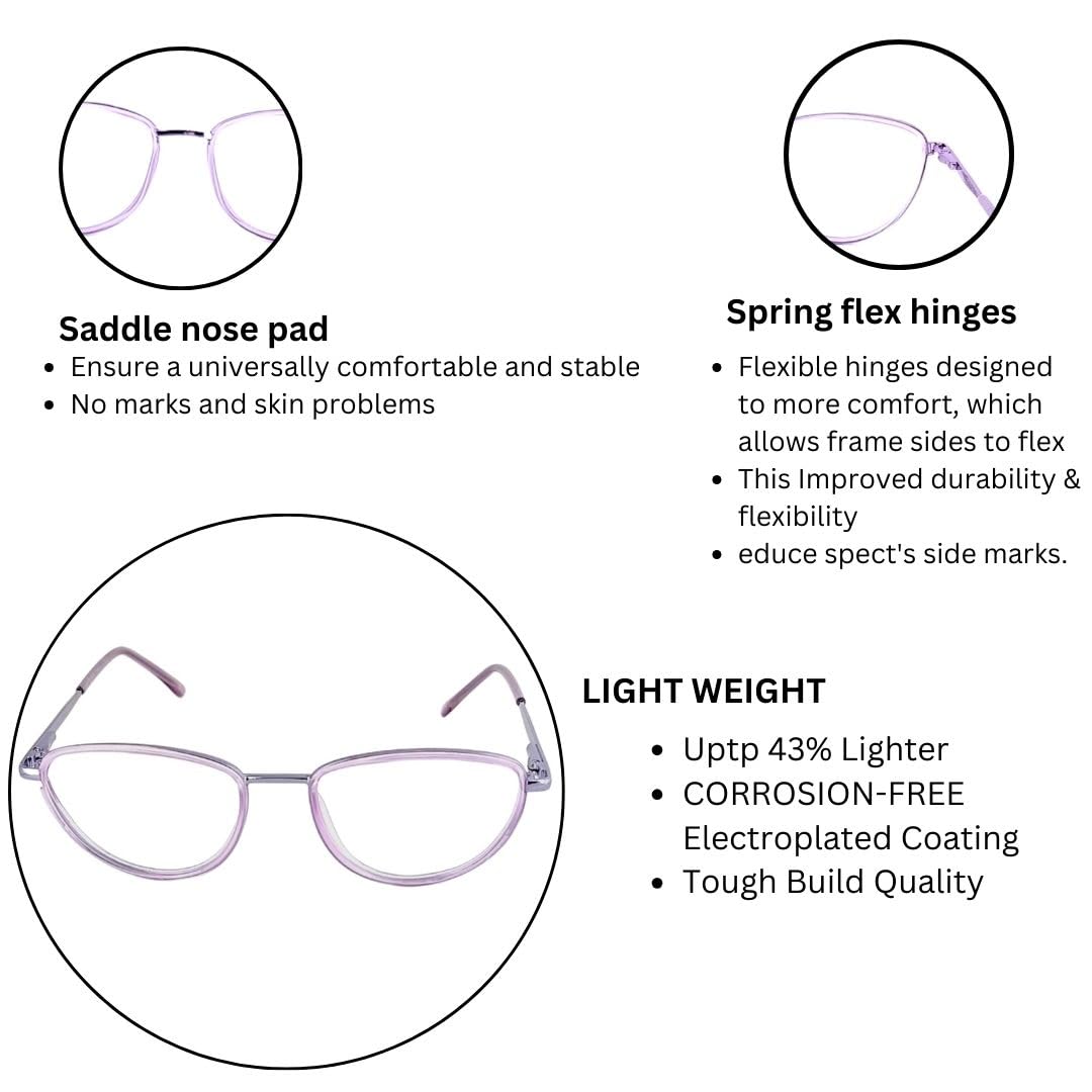Redex Stylish Light Weight Full rim Cat-Eye Frame For girls (Purple) - Image 3 thumbnail