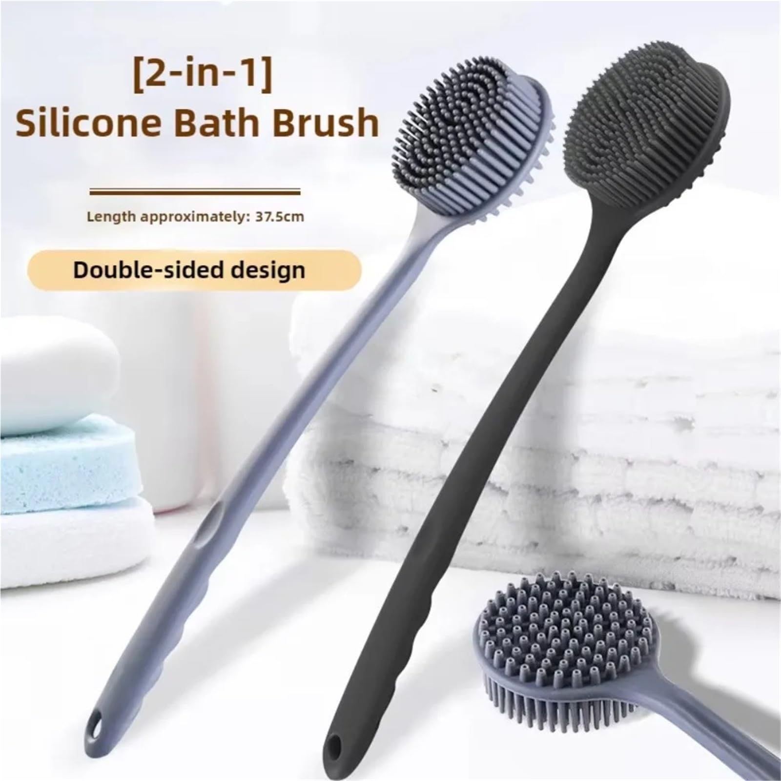 RüCkenbüRste 2 Stücke Bad Weiche Zurück Scrubber Pinsel Bad Dusche Schwamm Schrubber mit Griff Peeling Peeling Haut Massage Bad Lieferungen FüR KöRperpeeling(Black)