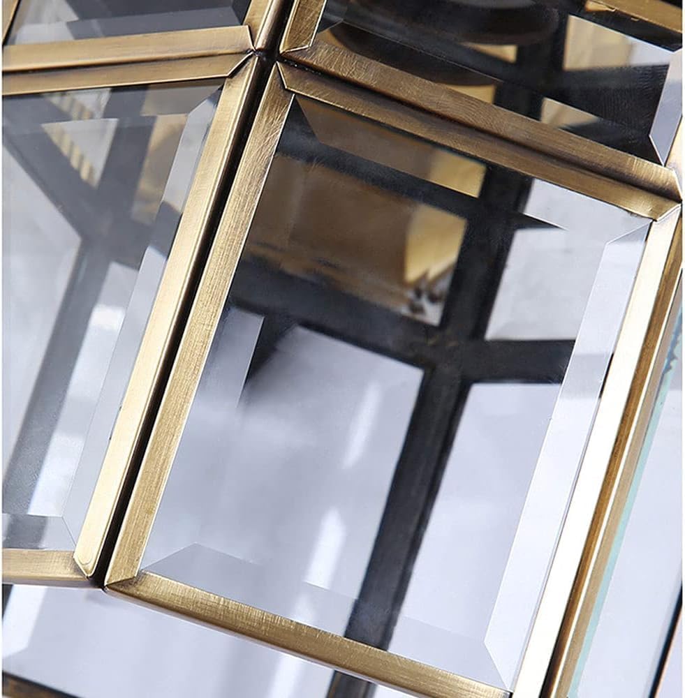 Lanterne murale d'extérieur – Applique en laiton étanche pour porche et porte d'entrée – Design en verre transparent – Finition cuivre brossé