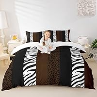 Vista 24 de Juego de funda de edredón para niños con estampado de leopardo, tamaño individual, juego de ropa de cama de moda de piel de guepardo abstracto