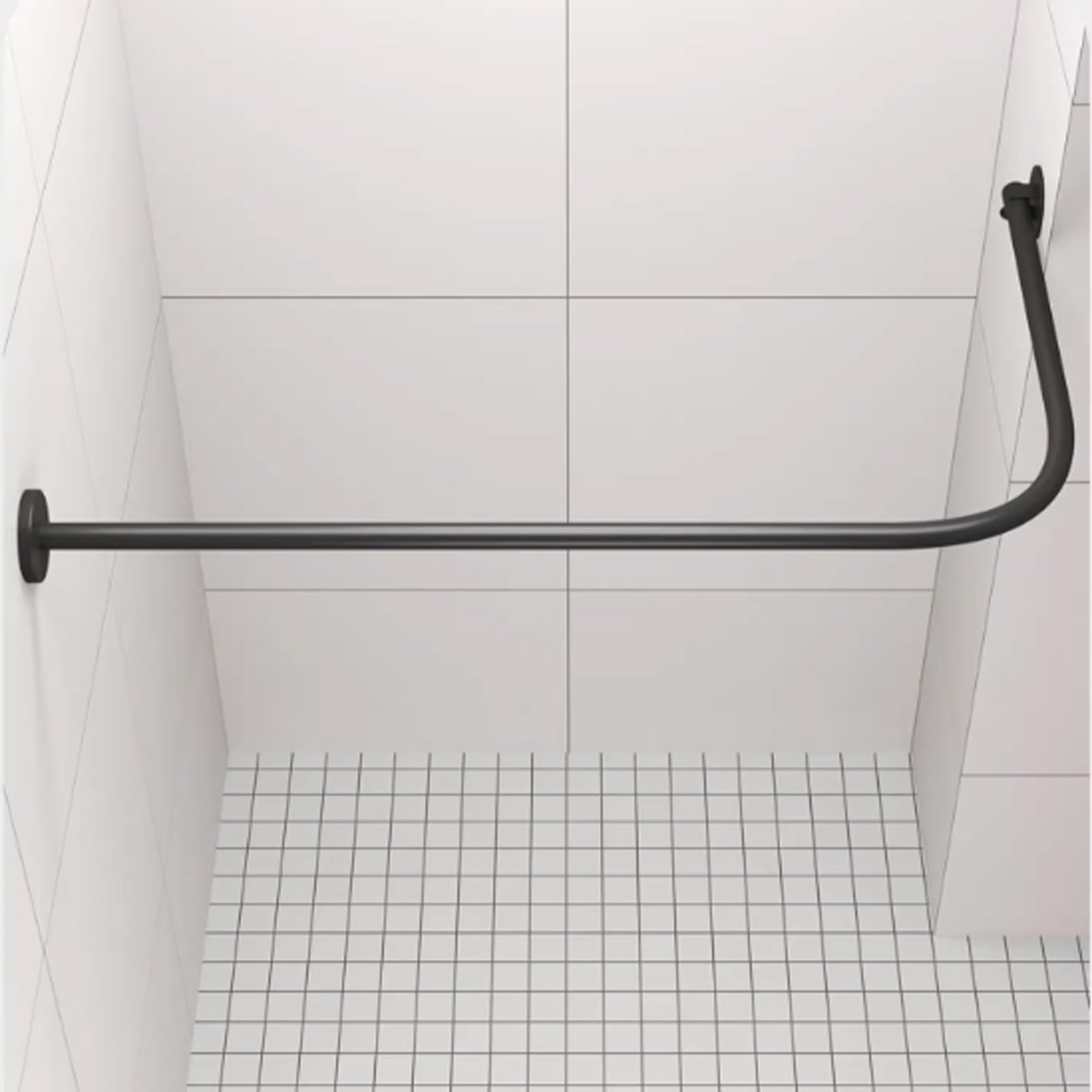 Barre de Douche en L Sanss Perçage,Acier Carbone,Barre de Douche Courbe Universelle,Tringle Douche Angle,Tringle à Rideau de Douche,pour Salle de Bain,Toilettes,Magasin de Vêtements