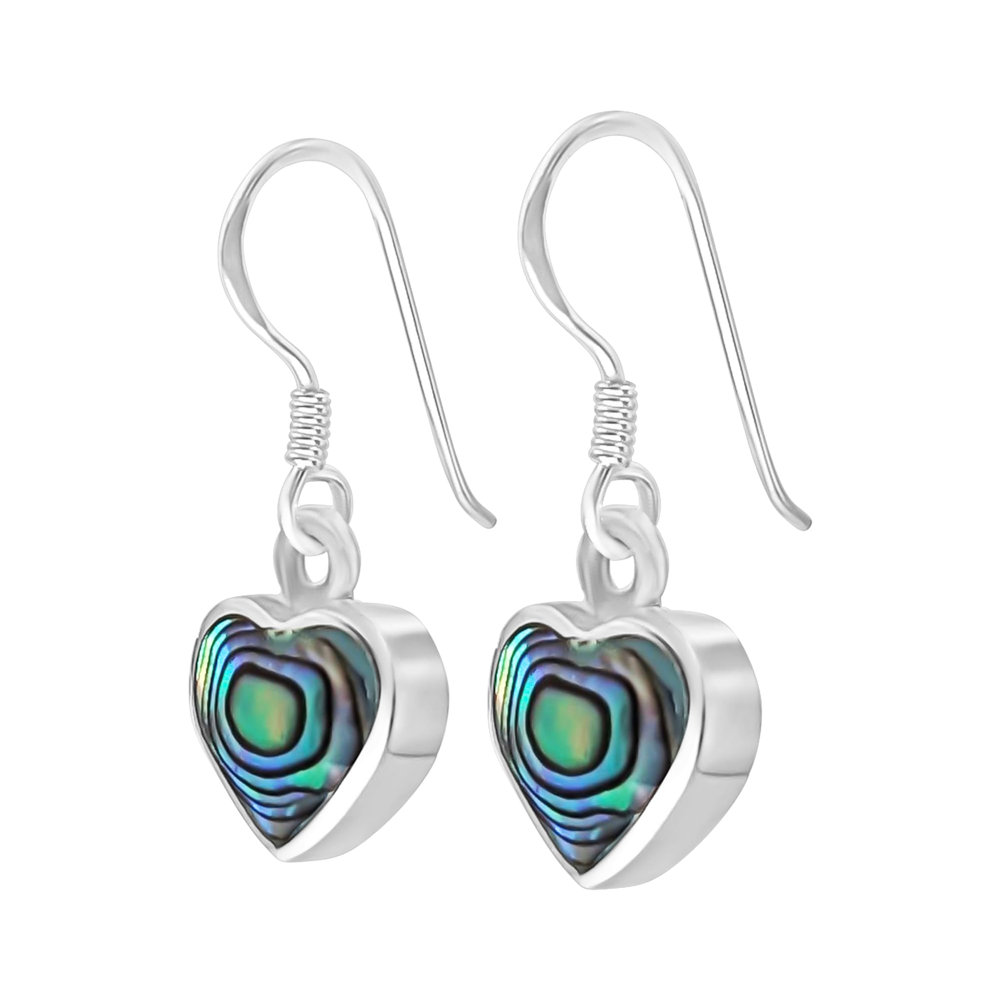 Silverly Pendientes Corazón Concha Abulón Plata Esterlina | Pendientes Colgantes Moda Mujer | Joyas Bohemias Piedras Nacimiento | Regalo San Valentín Ella | Diseño Romántico Piedras
