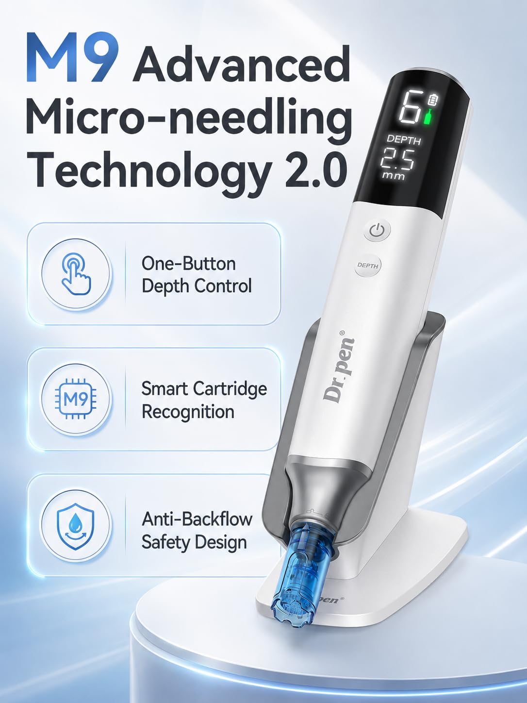 dr pen M9 microneedling Pen – 2026 Dermapen con ajuste automático y preciso de longitud de la aguja, para el crecimiento del cabello, antienvejecimiento, estiramiento de la piel, aclaramiento de