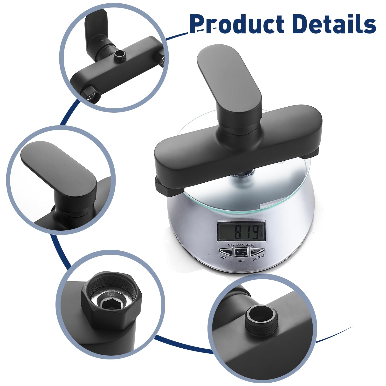 Einhebelmischer Duscharmatur Schwarz, Aufputz Brausearmatur, Wandmontage Mischbatterie für Dusche, Einhand-Brausebatterie, Größe G1/2