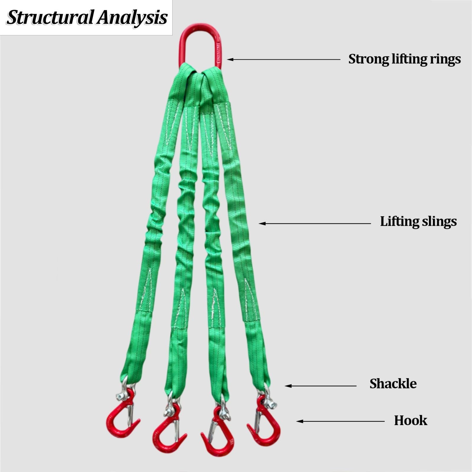 Élingue à quatre points d'ancrage, sangle de récupération avec 4 crochets de préhension, sangles de levage en polyester, idéale pour la manutention de charges en toute sécurité(5t,2m)