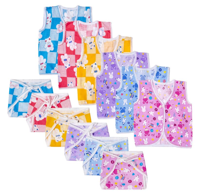 TS LAVI TAVI Jhabla with Nappy for New Born Baby Clothes Multicolor (Set of 6) (0-3 Months)-image-30