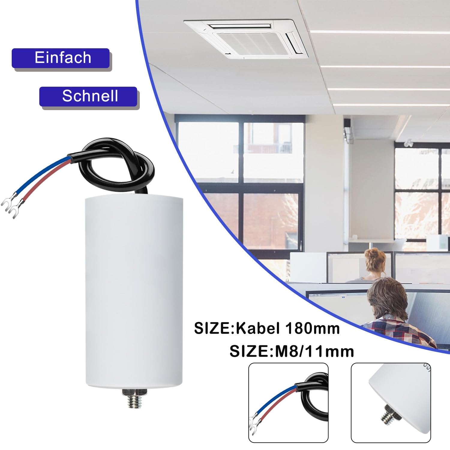 ANGEEK CBB60 450V 35µF 50/60Hz Condensador de arranque para motor 50x106mm