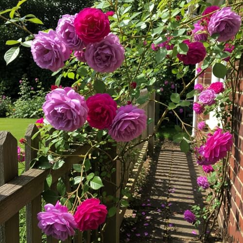 Image of Climbing Rose Hybrid Seeds Pack - Large Flowers- 70 Easy-to-Grow Seeds for Vibrant Blooms, Suitable for All Indian Climates (PURPLE)
