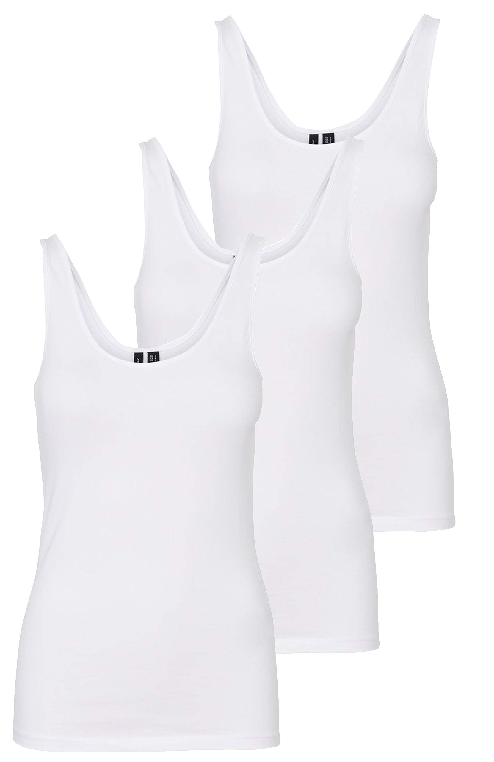 VERO MODA Women's Vmmaxi My Soft Uu Tank Noos Top, White (3 x Bright White), L