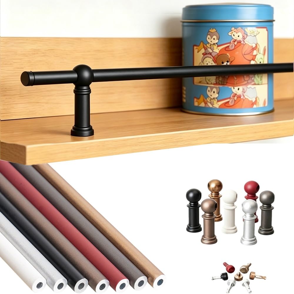 TAJMDGW Anti-Fall Cabinet Guard Fence Bookshelf Gallery Rails for Shelves Metal Guardrail Railing Spindles for Kitchen Shelves Shoe Rack Display Cabinet(Black,80cm(31.5"))