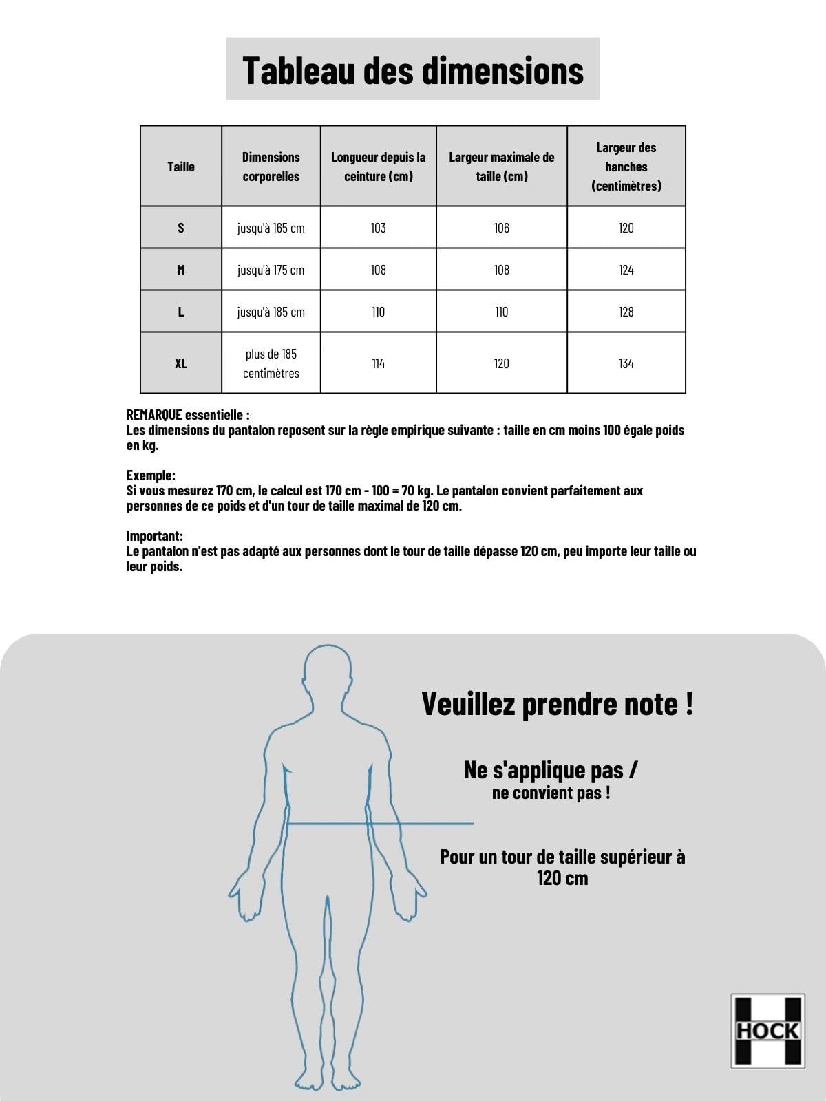 HOCK Pantalon de Pluie Unisexe pour Un enfilage Confortable - avec Fermeture éclair à Double Sens et Respirant - Extrêmement imperméable (Colonne d'eau 10 000 mm) - Pantalon de Pluie pour Homme et
