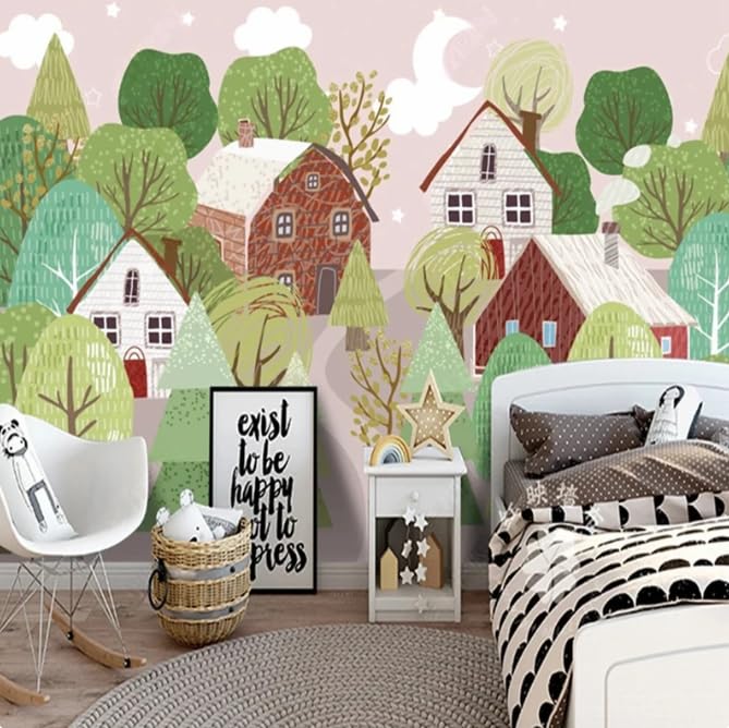 Papier peint mur de fond 3D vert forêt pour chambre 350x256