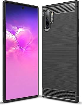 Microcase Samsung Galaxy Note 10 Plus Brushed Carbon Fiber Silikon Kılıf - Siyah