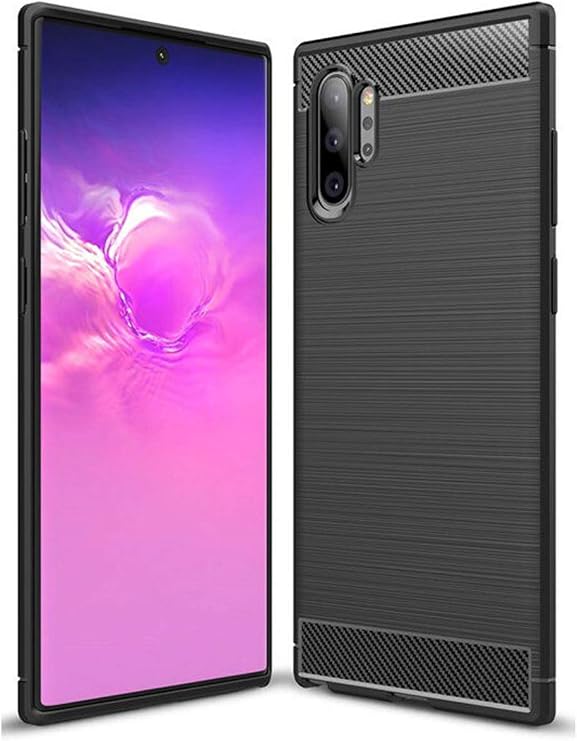 Microcase Samsung Galaxy Note 10 Plus Brushed Carbon Fiber Silikon Kılıf - Siyah