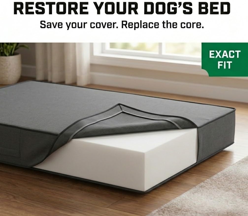 The Dog’s Bed Replacement Inner Foam Mattress with Waterproof Liner – CertiPUR-Certified Foam, Large 6" Inches image 3