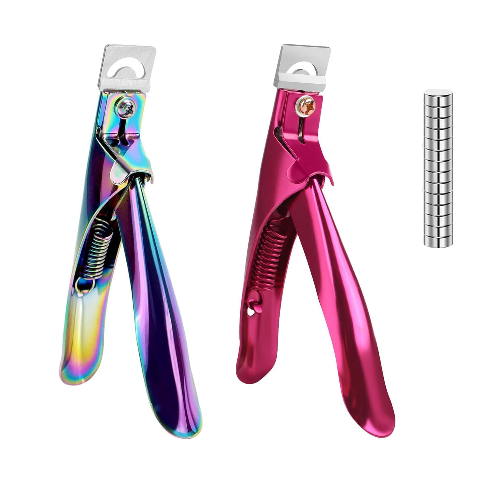 Lot de 2 coupe-ongles en acier inoxydable et acrylique avec aimants, coupe-ongles professionnel de haute précision pour nail art, salon à domicile
