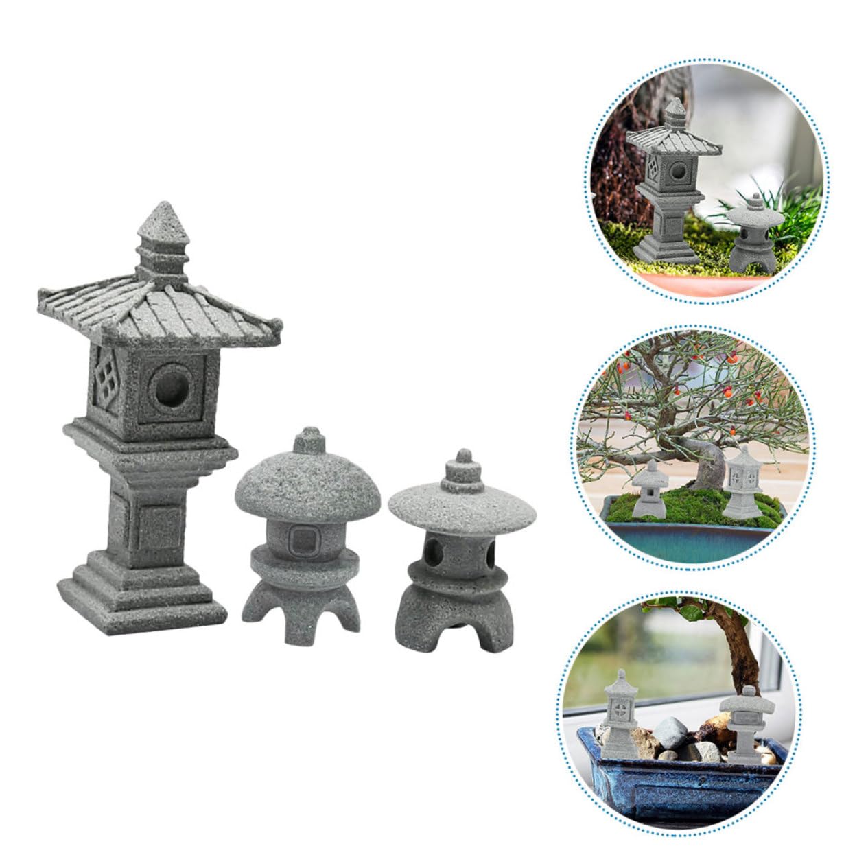 Toyvian 5 Sätze Mini Garten Ornament Teiliges Deko Mit Laterne Für Zen Für Garten Und Innenräume Geschenkidee Für Gartenliebhaber 3 Stück * 5