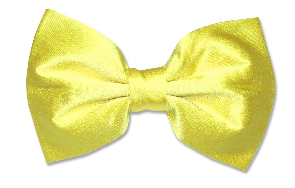 Vesuvio Napoli 100% SILK BOWTIE Solid YELLOW Color Men's Bow Tie for Tuxedo or Suit