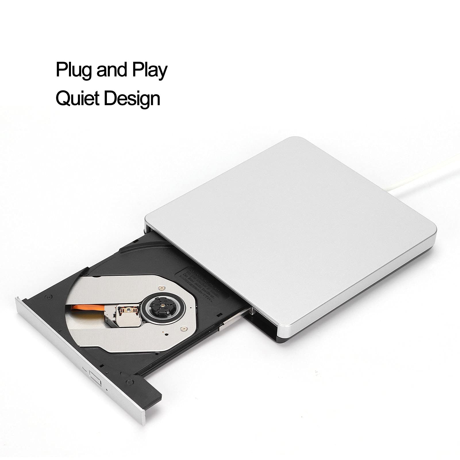 unità Dvd Esterna, unità CD/Dvd Portatile USB 2.0/Lettore Dvd per Masterizzatore CD Rom Portatile Compatibile con XP/Wind10/Vista/7/Linux/OS X(d'Argento)