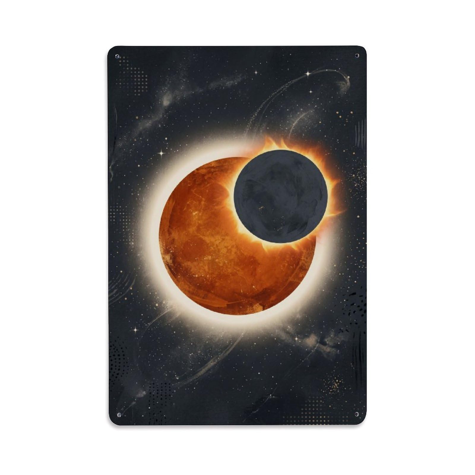 Bohemian Abstract Green Solar Eclipse Metal Tin Sign Plaque Wall Decor for Cafe, Club Bar, Office, Home Garden Metal Poster 8x12Inch