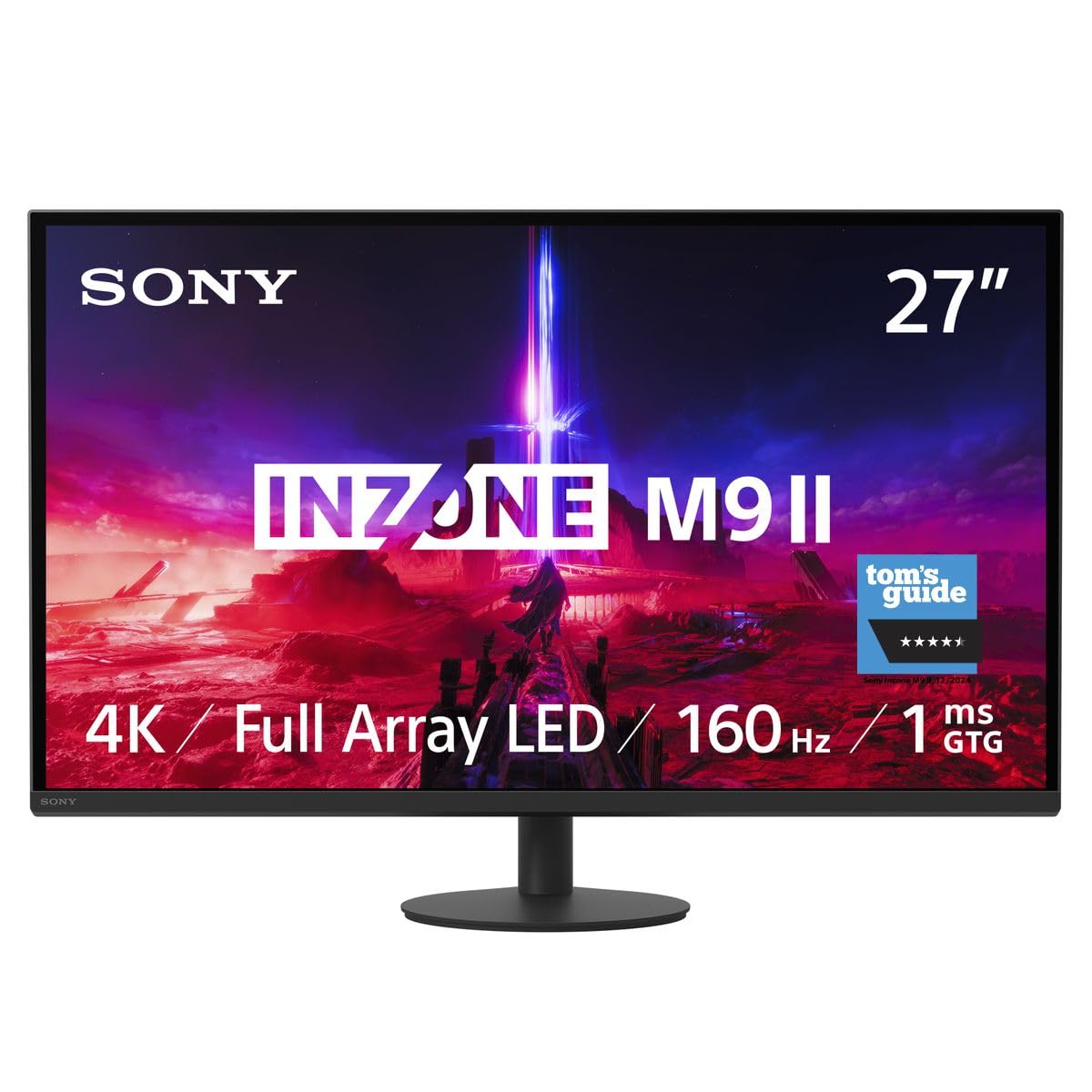 Sony INZONE M9II Monitor Gaming, 27 Pulgadas, 4K Ultra HD: Resolución 2160p, Frecuencia actualización 160 Hz, 1 ms GTG, Espectro DCI-P3 95%, Full Array LED, G-Sync, Adaptive Sync, VRR, Negro
