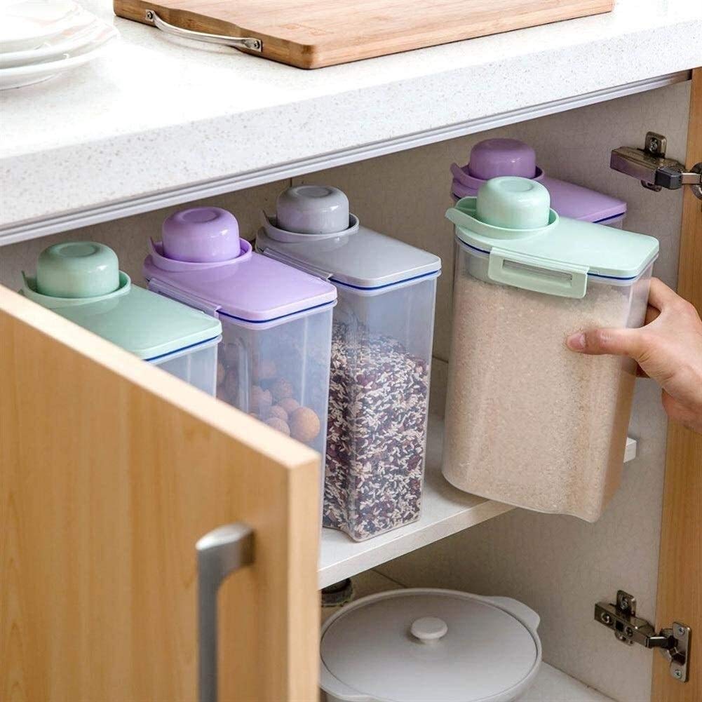 Contenitori Alimenti Ermetici Barattoli Contenitori Contenitori Contenitore For Alimenti In Plastica Con Coperchio, Barattolo Sigillato Grani Alimentari Conservazione Del Riso Alimenti Freschi, Set Di