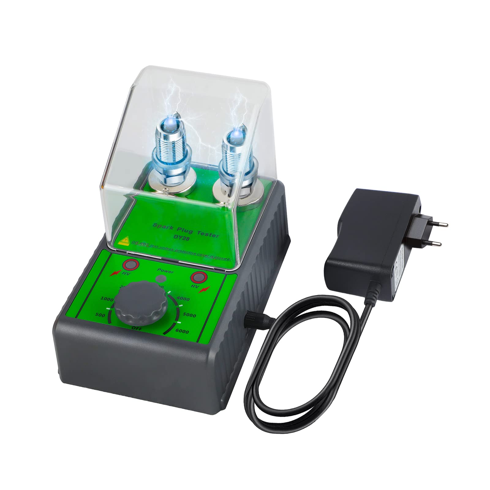 MRCARTOOL - Tester per candele, per auto, con presa a due fori regolabile, 220 V, con coperchio di protezione trasparente, analizzatore per veicoli da 12 V
