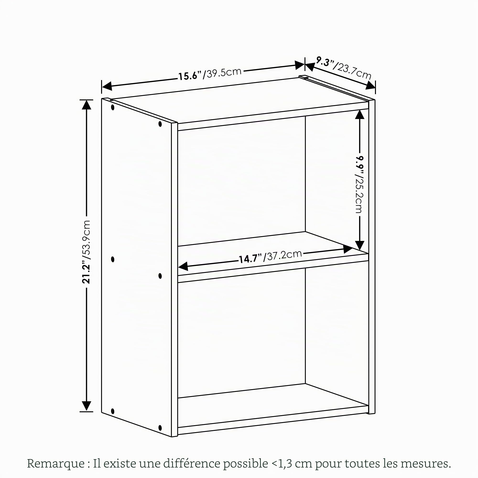 Furinno Luder Bibliothèque/étagère de Rangement 2 étages, Chêne français, 2-Tier