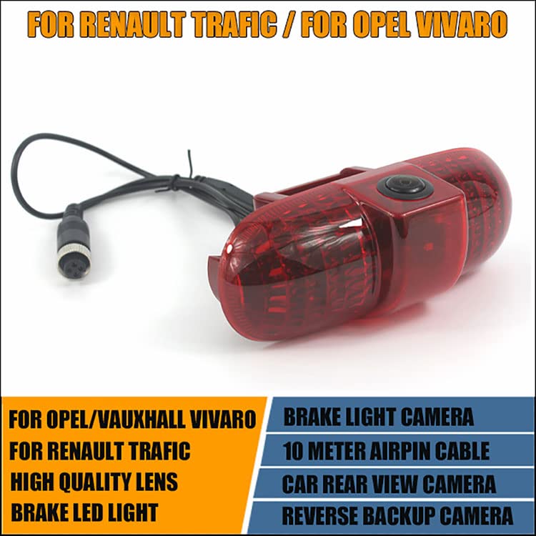 Kit Luce Freno Con Telecamera Posteriore Per Renault Trafic/Opel Vivaro/Nissan NV300 | Terzo Stop Con Telecamera, 170°, IP68, 10m Cavo