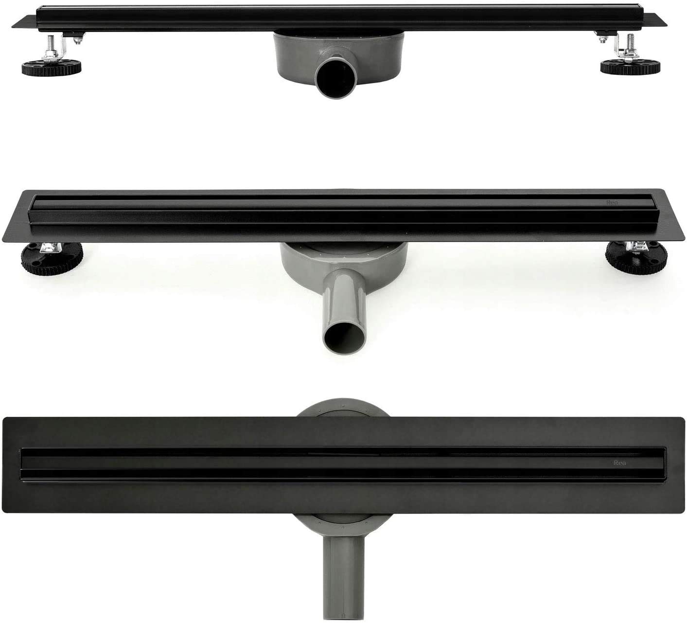 VBChome Duschrinne 80 cm Schwarz SLIM Bodenablauf Selbstreinigender Siphon mit Ablauf Geruchsstop Größen 60-100cm Duschablauf sehr flach, Komplettset Ablaufrinne für Badezimmer Waschküche