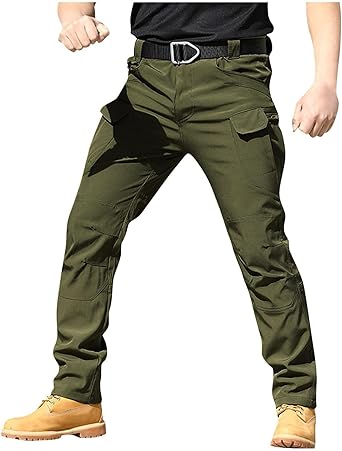 OIOLOYJM Military Cargo Pants for Men Hiking Relaxed Fit Work Waterproof Stretch Tactical Lightweight Outdoor Travel Pant